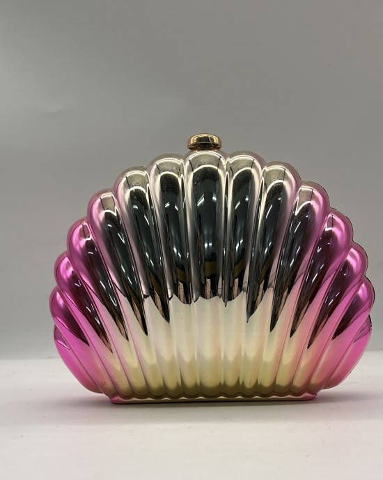 Acrylic Clutch Hobo Bag, Shell Bag Gold and Red